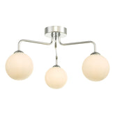 Feya 3 Light Semi Flush Ceiling Light Chrome Opal Glass dar lighting